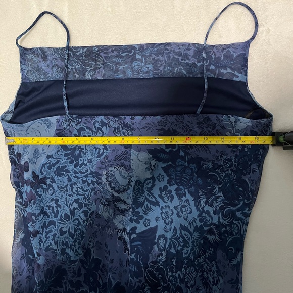 Vintage Midi Asymmetrical Cowl Neck Dress Size 2 Blue Pattern - Picture 7 of 10